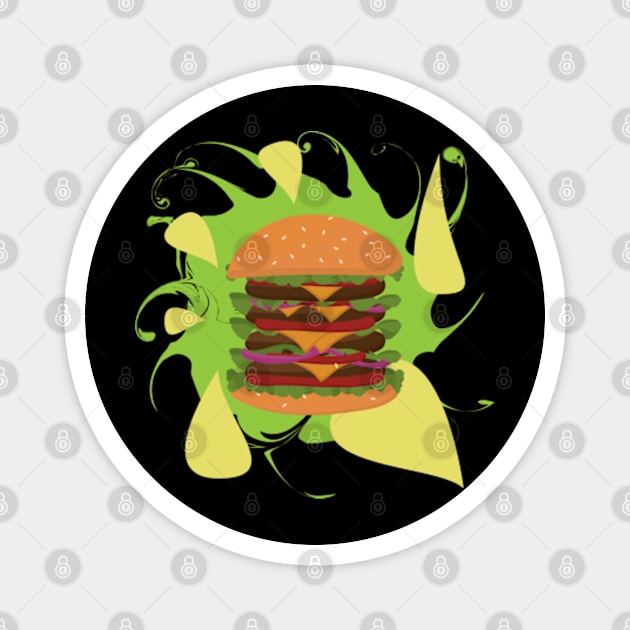 Big Burger Fast Food Graphic Abstract Artistic Double Burger Magnet by TeeFusion-Hub